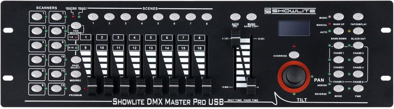 Showlite Master Pro 192 Kanal DMX Controller (zur professionellen Lichtsteuerung, USB Anschluss zur