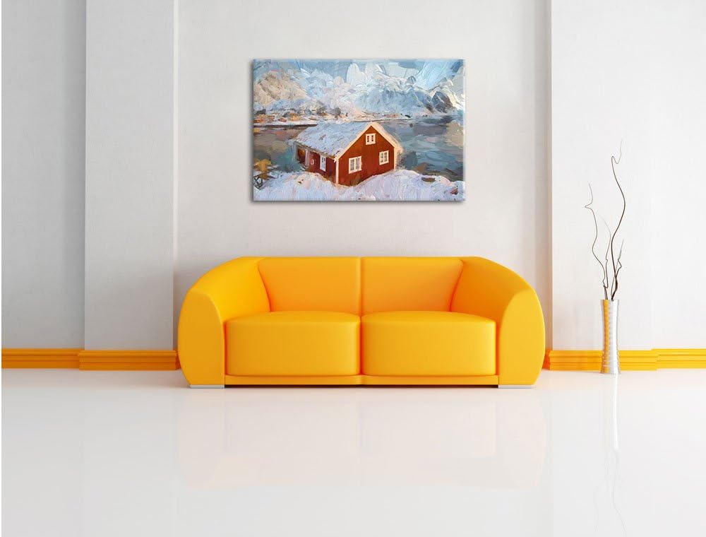 Pixxprint Fischerhaus als Leinwandbild/Grösse: 100x70 / Wandbild/Kunstdruck/fertig bespannt, 100x70