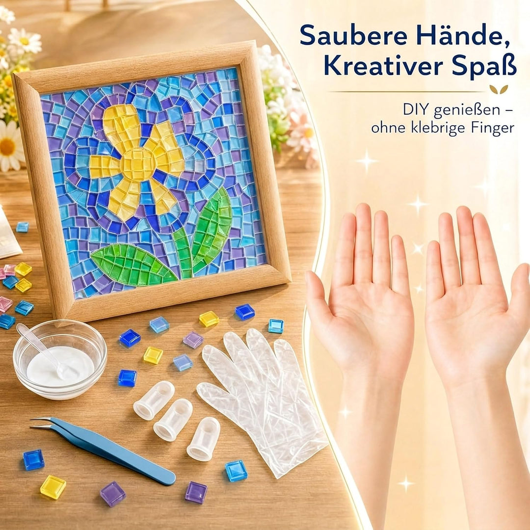 1 kg mosaiksteine zum Basteln, ca. 1200 Bunte Mosaiksteine 1x1 cm mit Pinzette, Schalen, Handschuhen