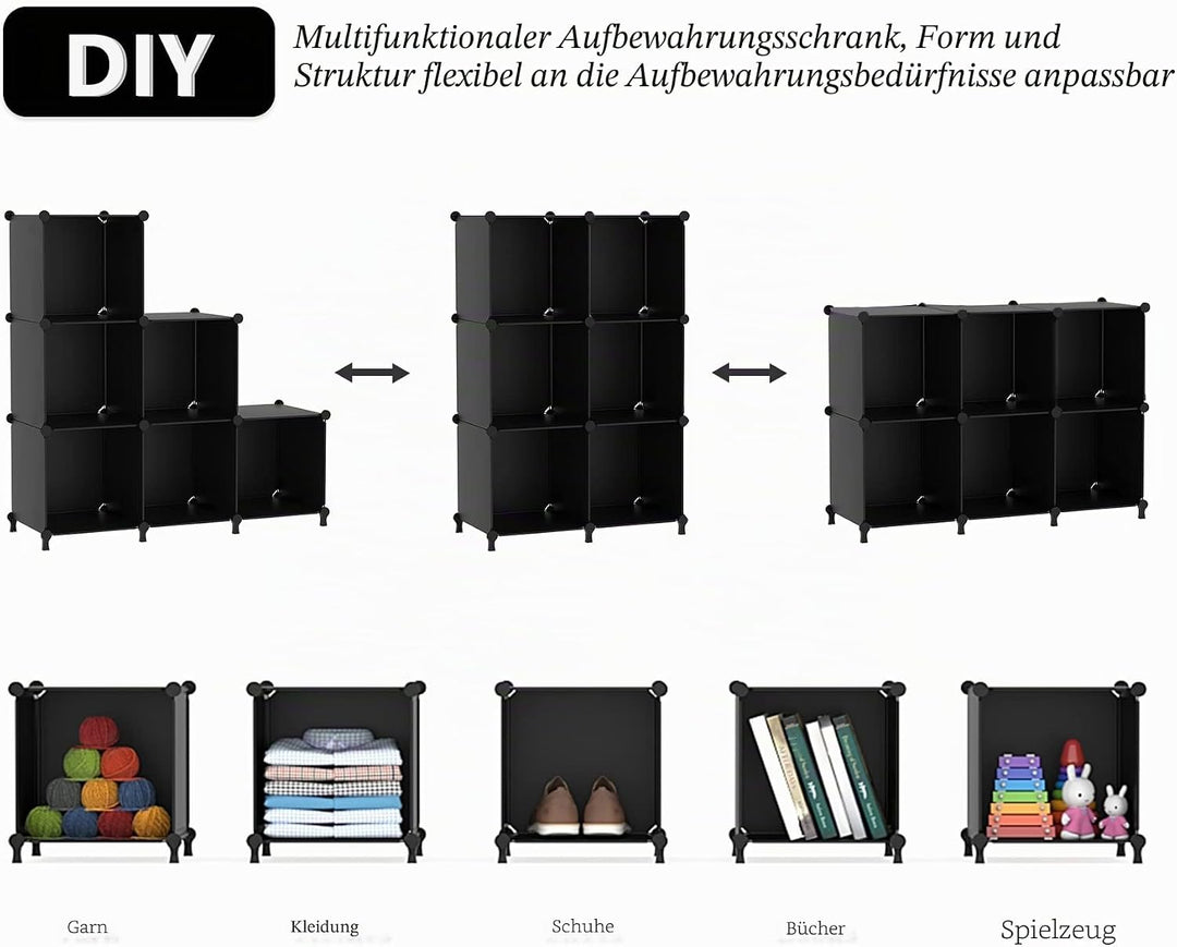 AWTATOS Cube Storage Organizer Closet Shelf Storage Organization Modular 6 Cube DIY Kunststoff quadr