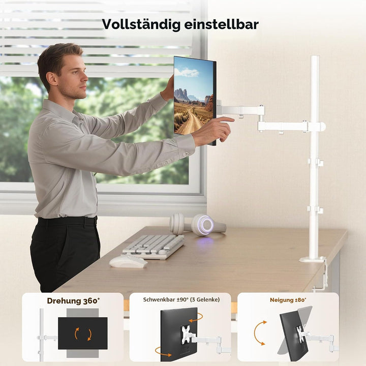 Bracwiser einzelnen Voll einstellbare Stehhöhe Monitorarm Standhalterung 800 mm hoch für Monitor Com