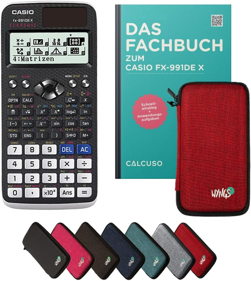 CALCUSO Standardpaket: Casio FX-991 DE X technisch-wissenschaftlicher Taschenrechner + WYNGS Schutzt