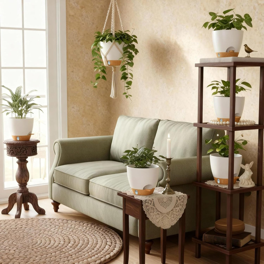 ZMTECH 15 cm Kunststoff-Pflanztöpfe mit Selbstbewässernde Pflanztöpfe mit Abflusslöchern und herausn