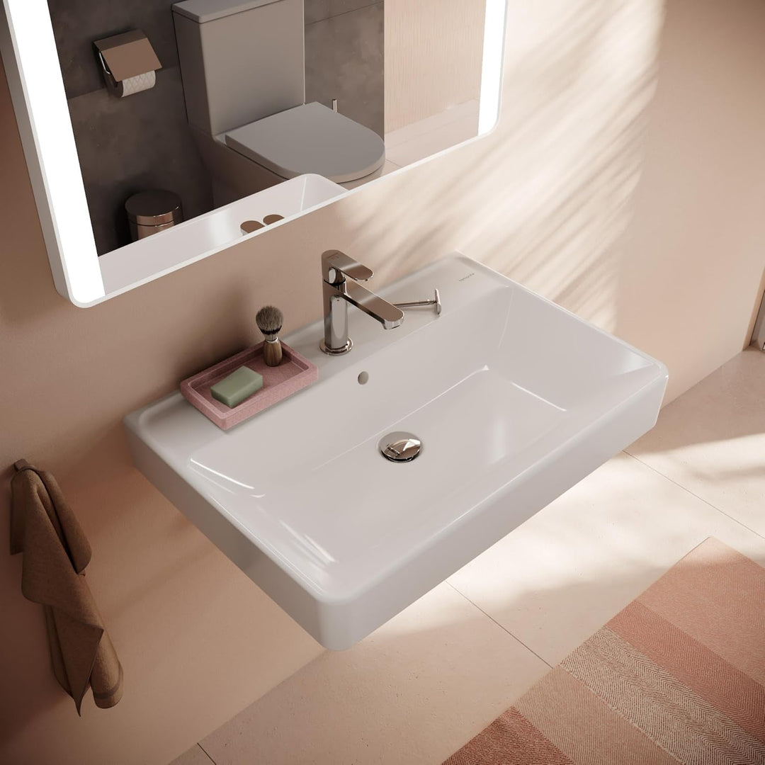 hansgrohe Ablaufgarnitur Push-Open für Waschbecken und Bidet mit Überlauf, Chrom, Chrom