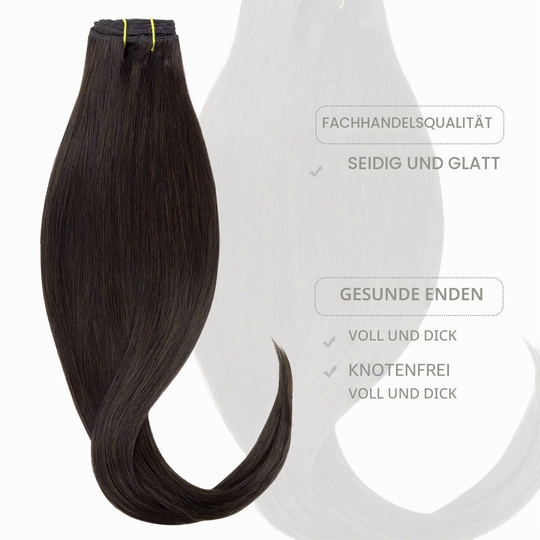 WENNALIFE Clip in Extensions Echthaar, 70g 7pcs 45cm Dunkel Braun Echthaar Extensions Clip in Remy C