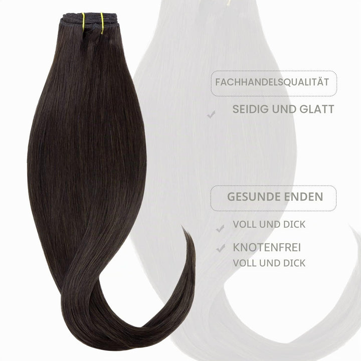 WENNALIFE Clip in Extensions Echthaar, 70g 7pcs 45cm Dunkel Braun Echthaar Extensions Clip in Remy C