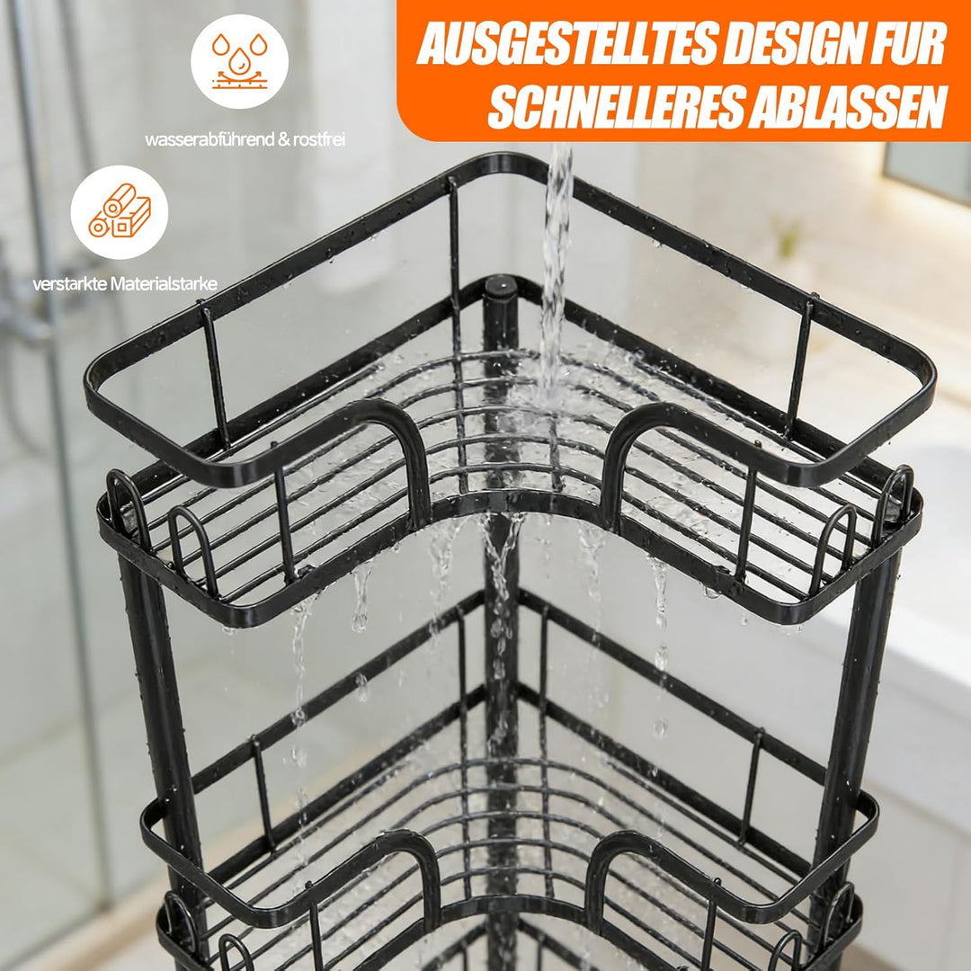 4 Stufiges Stehend Duschregal ohne Bohren, Ecke Duschregal Freistehende, Shampoo Halterung für Dusch