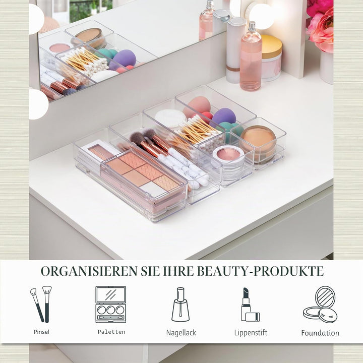 STORi Kosmetik- und Schreibtisch-Schubladen-Organizer, Kunststoff, transparent, 6 Stück 6 Piece, 6 P