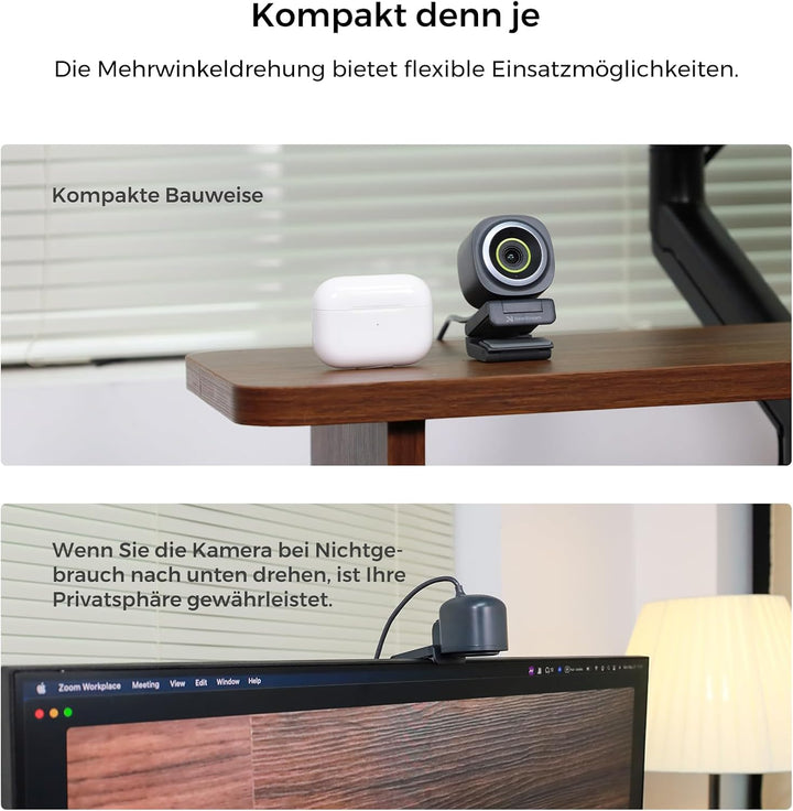 NearStream 2K Webcam für PC,Autofokus Webcam mit Mikrofon,Rauschunterdrückung,Software Steuerung,Ein