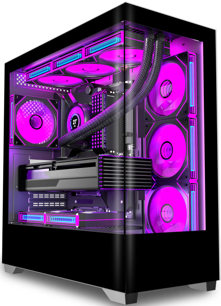 KEDIERS PC Gehäuse Vorinstallierter 7 × 120MM PWM ARGB Lüfter, ATX Mid Tower PC Gehäuse, Computergeh