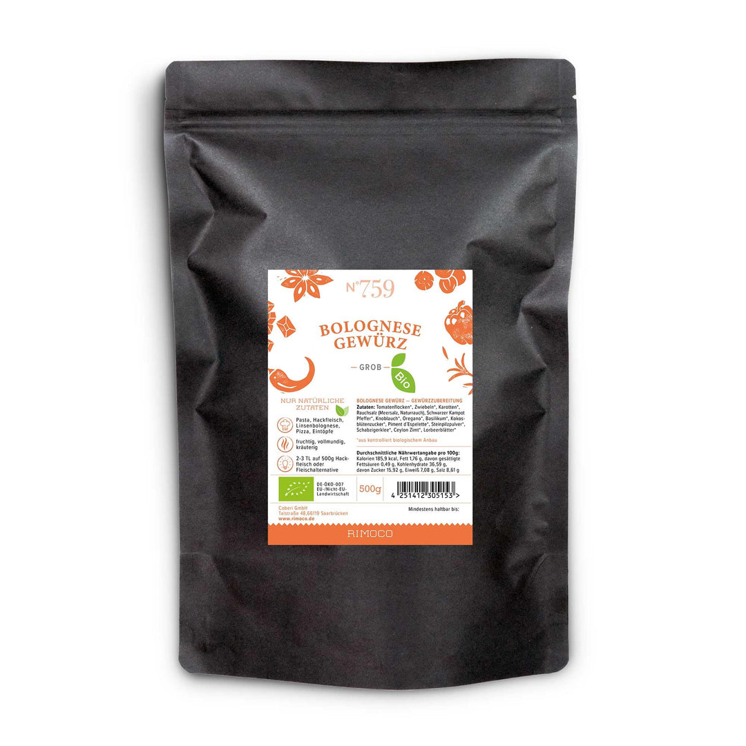 Rimoco N°759 Bio Bolognese Gewürz 500g Beutel - mediterrane Bolognese Gewürzmischung für z.B. Spaghe
