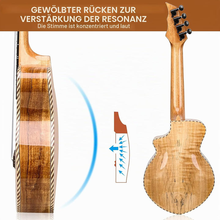 Hricane Konzert Ukulele aus edel hochqualitativ Spalten Ahorn, Professional Ukulelen glatt glänzend