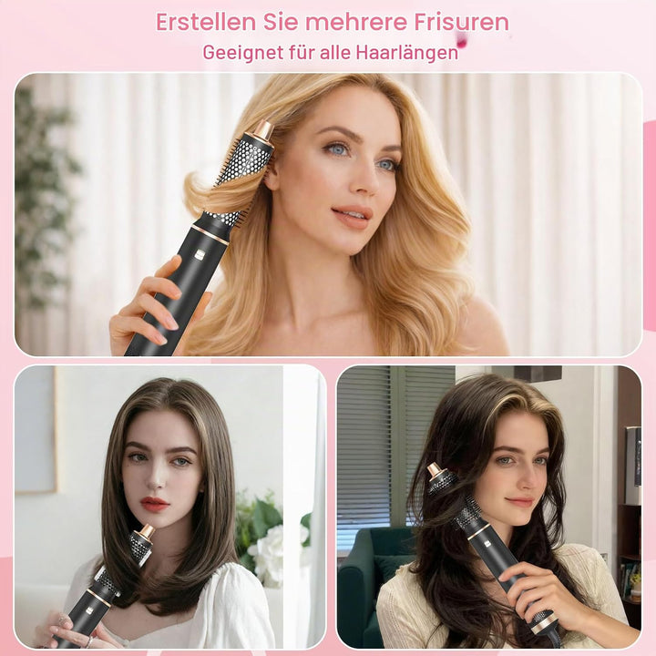 5-in-1-Heissluftbürste mit negativen Ionen und multifunktionaler Haartrockner-Styler mit Lockenstab,