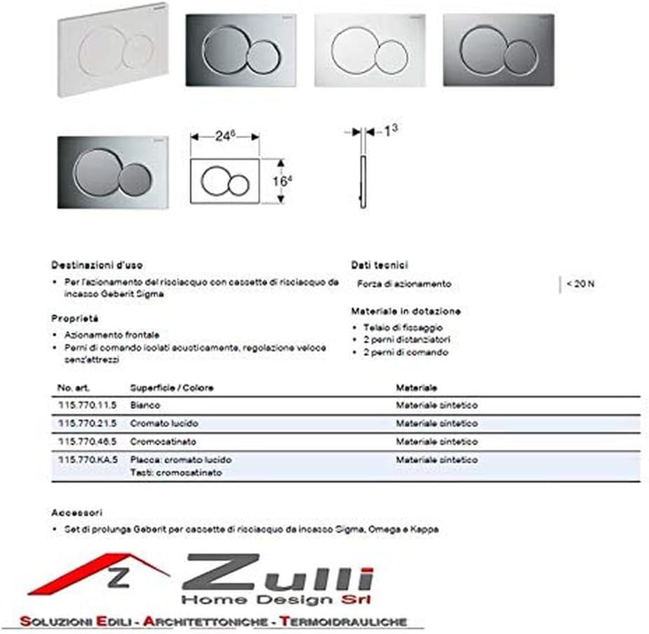 Geberit 115.770.KA.5 Betätigungsplatte Sigma01, Kunststoff, Chrom glänzend / matt