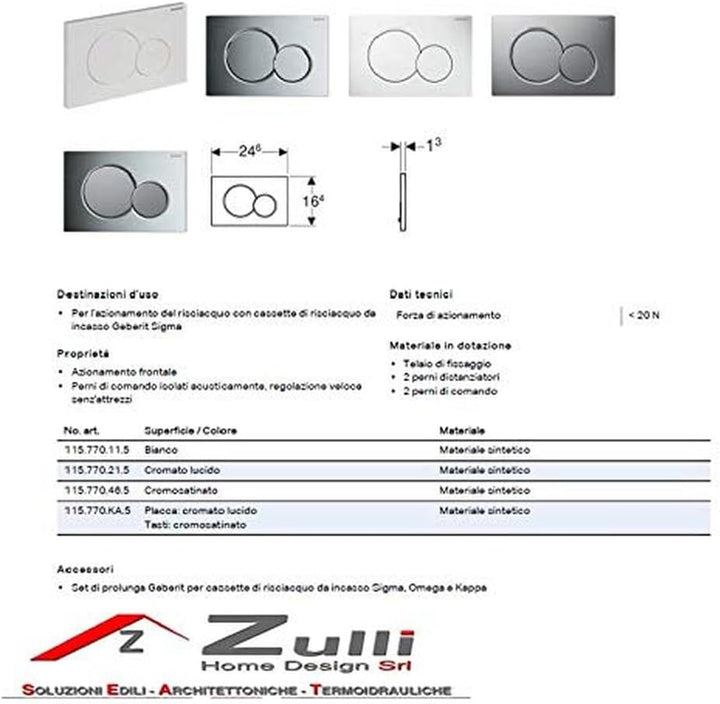 Geberit 115.770.KA.5 Betätigungsplatte Sigma01, Kunststoff, Chrom glänzend / matt