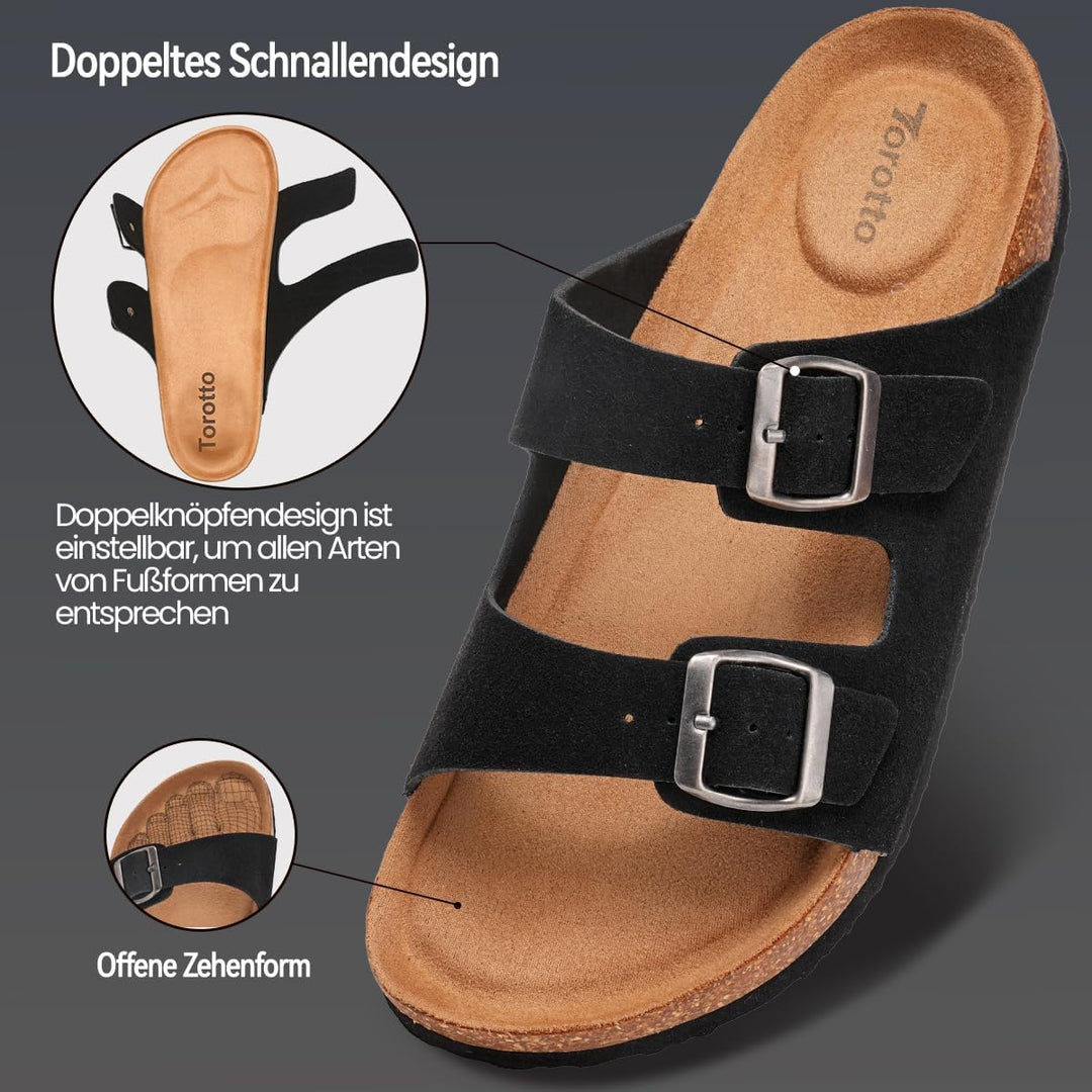 Torotto Herren Pantoletten Leder Unisex-Erwachsene Sandalen Hausschuhe Arbeitsschuhe Antistatik Bequ