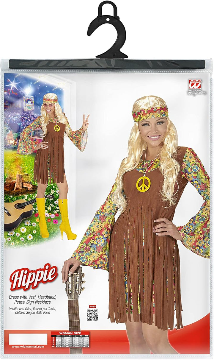 "HIPPIE GIRL" (dress with vest, headband, peace sign necklace) - (XL), XL