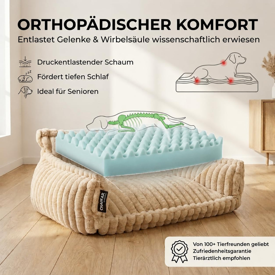 Hundesofa Chaffar Hundebett | Orthopädische Matratze | Moderner Stil | Cord-Design Grössen (Flieder,