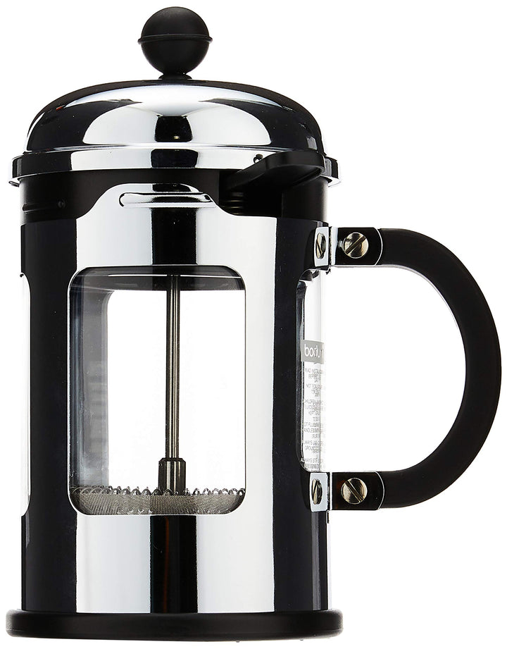 Bodum CHAMBORD Kaffeebereiter (French Press System, Auslaufschutz, Edelstahlrahmen, 0,5 liters) glän