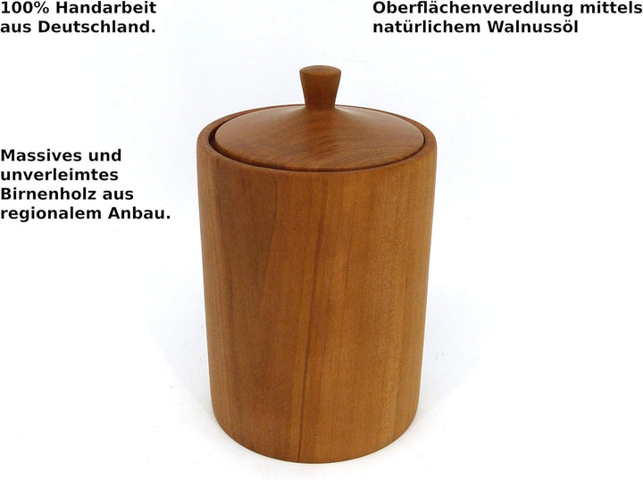 Holzdose rund mit Deckel, Handarbeit aus Deutschland, aus massivem Birnenholz, Echtholz, unikat, ede