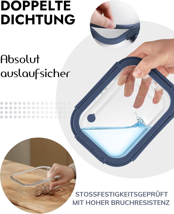 Glasbehälter mit Deckel, 10Stück – Luftdichte Frischhaltedosen für Meal Prep, Vorratsdosen für Küche