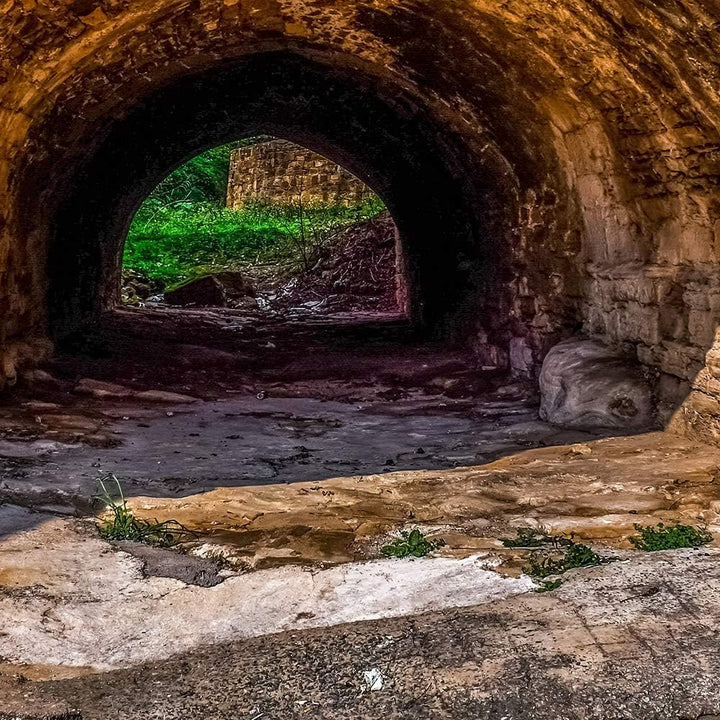 Feeby Leinwandbild 5 Teilig Architektur Bild Wanddeko Landschaft Tunnel orange 150x100 cm Leinwandbi