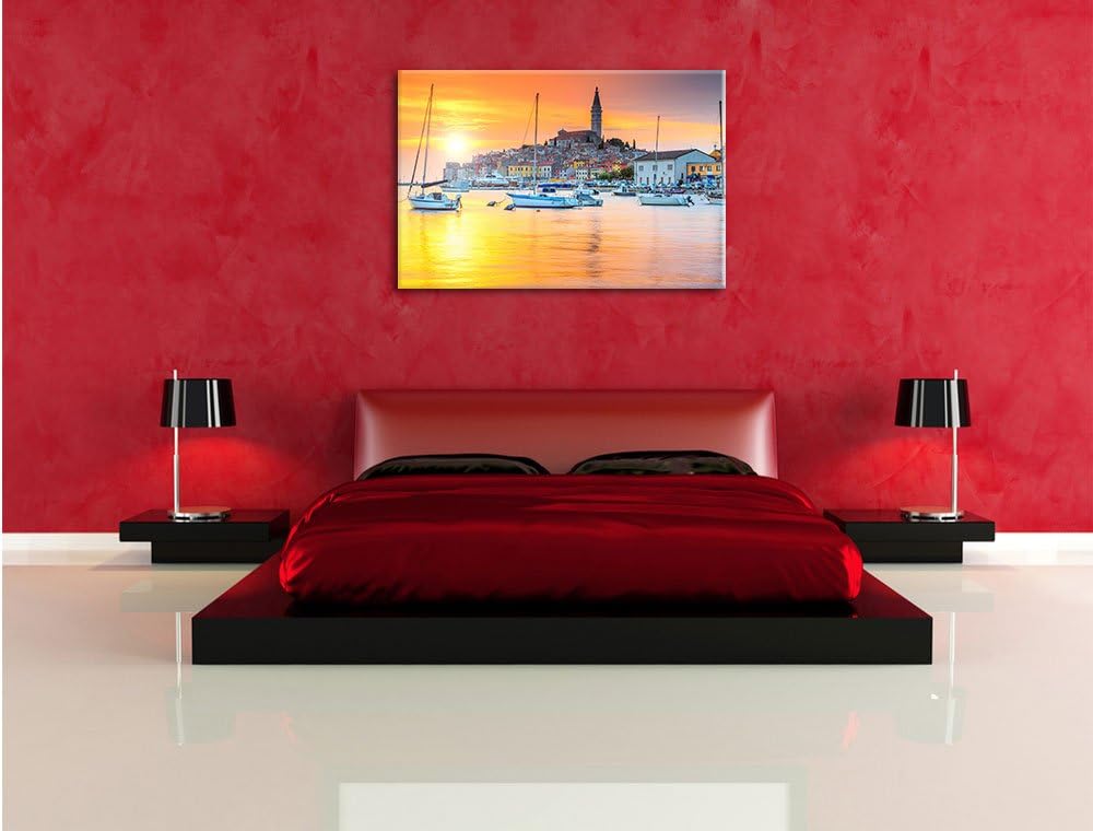 Pixxprint Kroatische Hafenstadt / 100x70cm Leinwandbild bespannt auf Holzrahmen/Wandbild Kunstdruck