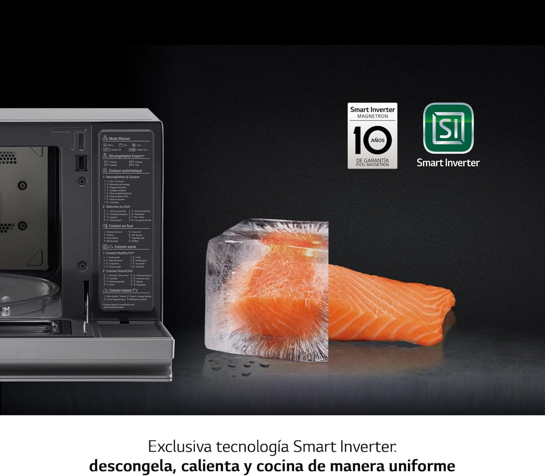 LG MJ3965ACS - Mikrowellen-Ofen 4 in 1 Smart Inverter; maximale Leistung Umluft 1850 W, Grill 950 W,