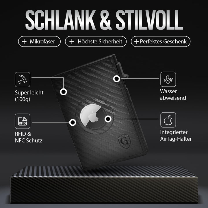GenTo - AirTag Slim Wallet mit Münzfach - TÜV geprüfter RFID NFC Schutz - Kartenetui Kreditkartenetu