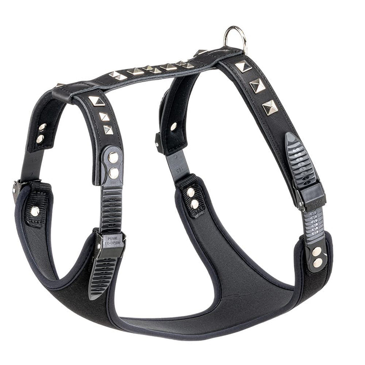 Ferplast Hundegeschirr grosse Hunde GIOTTO LUXOR XL, aus echtem Leder mit silbernen Nieten, Halsumfa