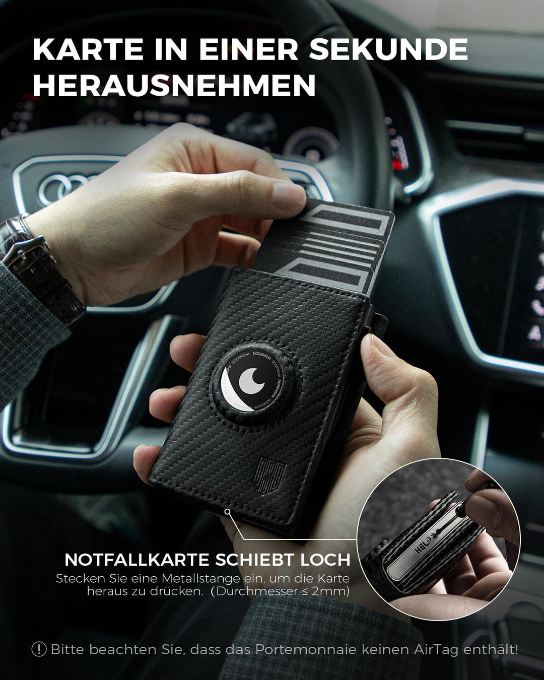 DODENSHA® AirTag* Wallet mit RFID Schut I Geldbörse Herren mit Münzfach I Smart Airtag Wallet Klein
