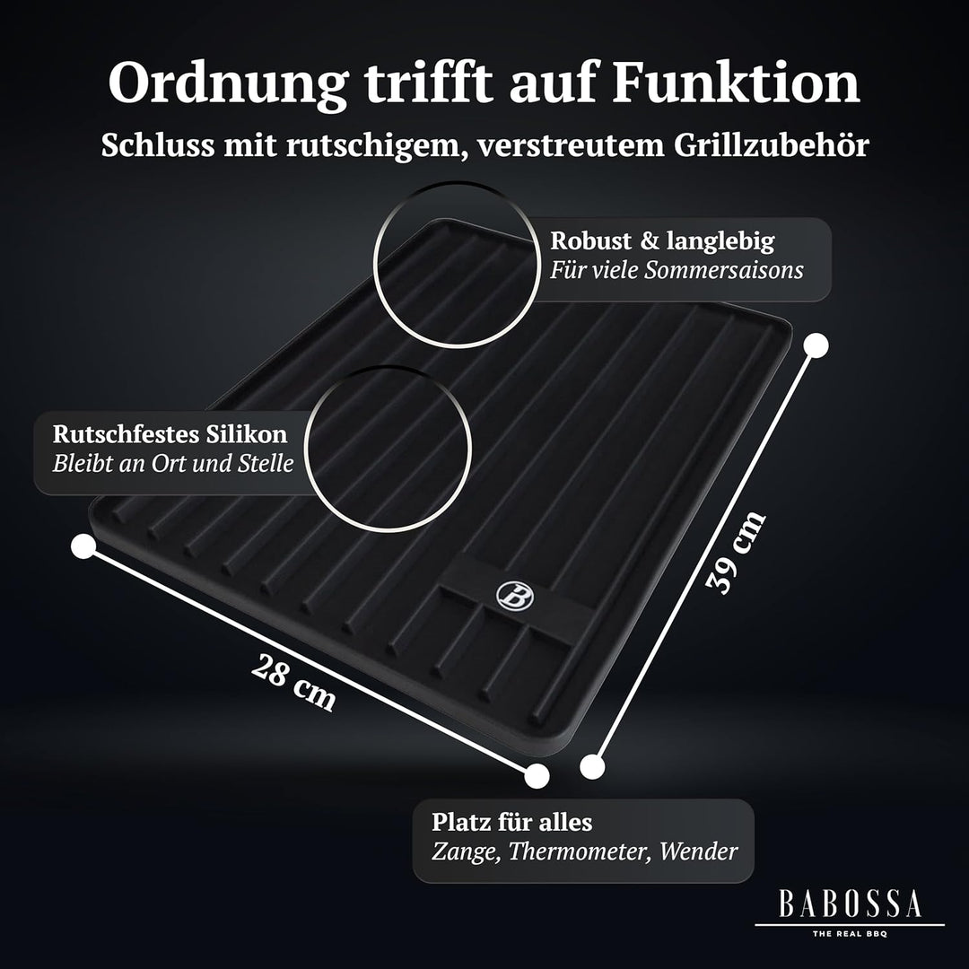 BABOSSA Magnetische Besteckablage – Silikon Grill Matte 39 x 28 cm – Rutsch- und spühlmaschinenfest