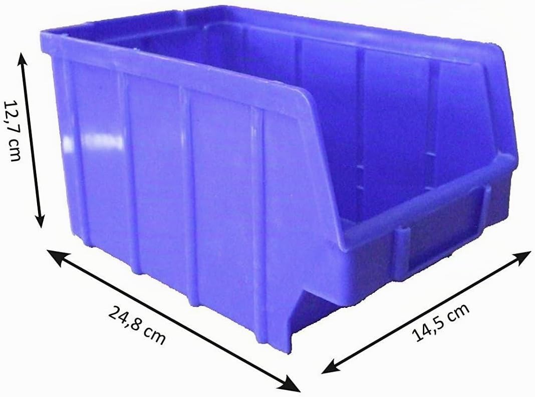 S&amp;S-Shop 26 Stapelboxen Blau Gr.3, aus hochwertigem Kunststoff, mit Schildcheneinschub, Ordnungsboxe