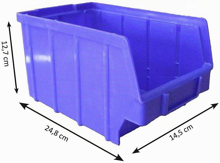 S&amp;S-Shop 26 Stapelboxen Blau Gr.3, aus hochwertigem Kunststoff, mit Schildcheneinschub, Ordnungsboxe