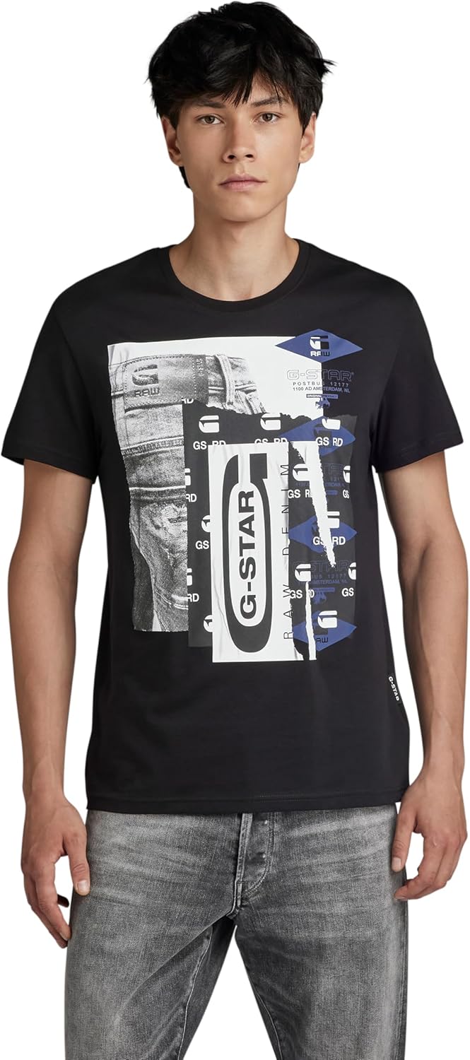 G-STAR RAW Herren Denim Graphic T-Shirt XS Schwarz (Dk Black D24697-336-6484), XS Schwarz (Dk Black