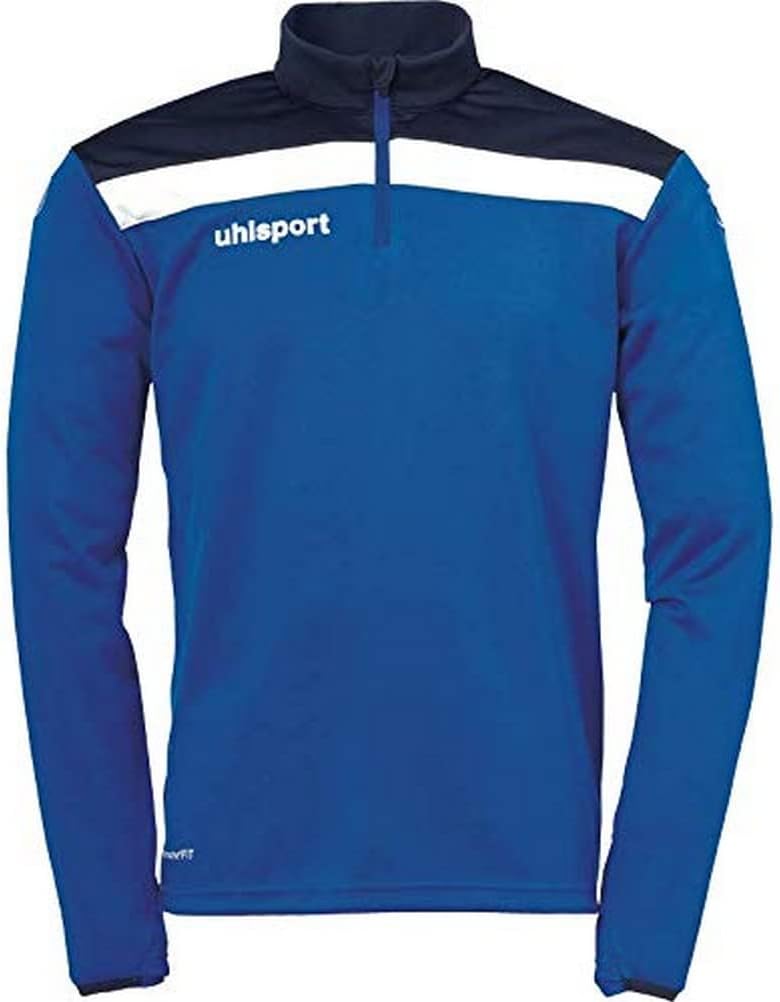 uhlsport Unisex Kinder Offense 23 1/4 Zip Top Sweatshirt 128 Azurblau/Marine/Weiss, 128 Azurblau/Mar