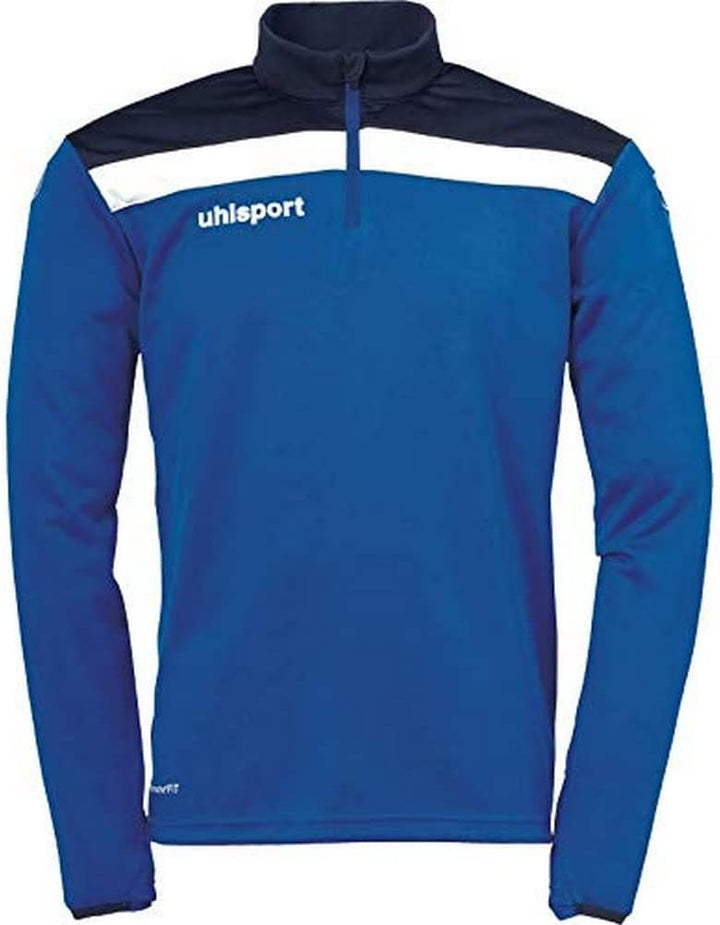 uhlsport Unisex Kinder Offense 23 1/4 Zip Top Sweatshirt 128 Azurblau/Marine/Weiss, 128 Azurblau/Mar