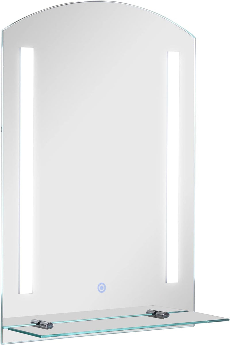 HOMCOM Badspiegelmit Ablage LED Lichtspiegel Badezimmerspiegel Wandspiegel 15W (Modell4) Wasserdicht