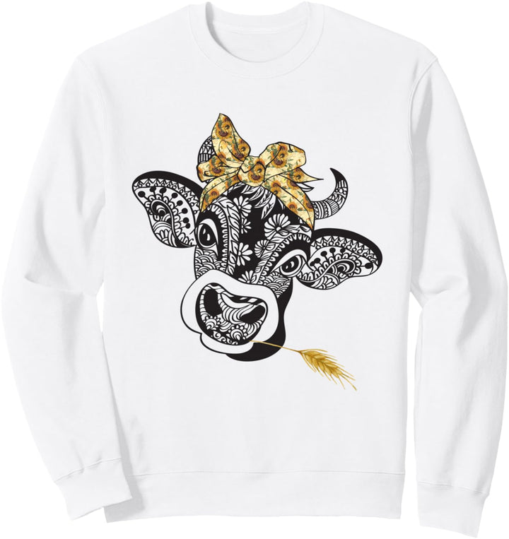 Mandala Kuh mit Sonnenblumen Haarband Hippie Landwirtin Sweatshirt