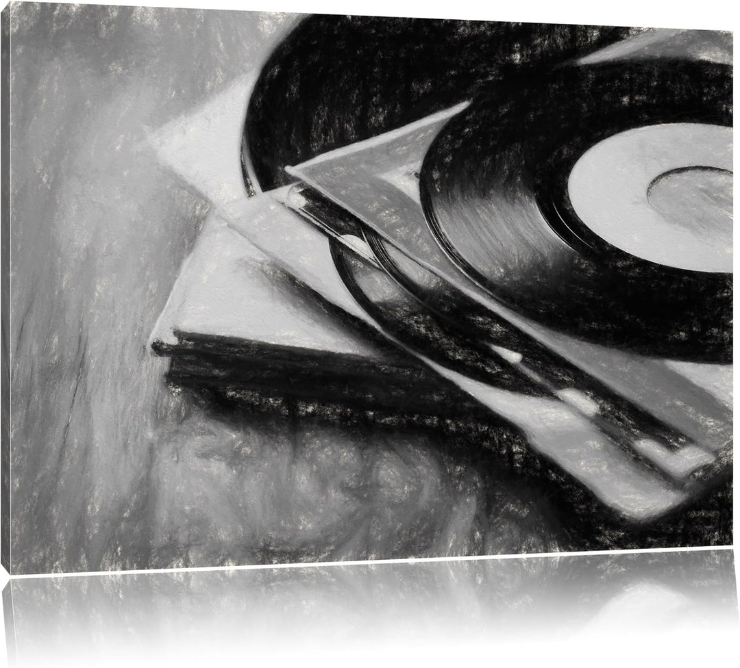 Pixxprint Schallplatten als Leinwandbild/Grösse: 100x70 cm/Wandbild/Kunstdruck/fertig bespannt, 100x