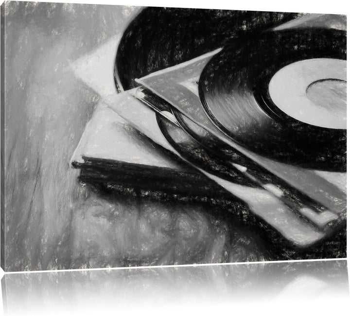 Pixxprint Schallplatten als Leinwandbild/Grösse: 100x70 cm/Wandbild/Kunstdruck/fertig bespannt, 100x