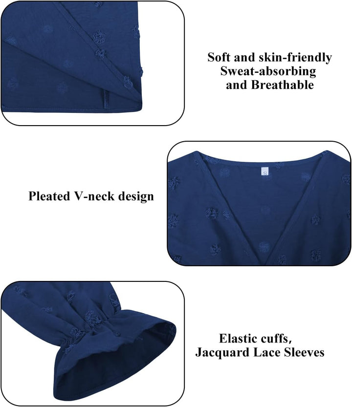 QUNERY Kleid Langarm Damen V Ausschnitt Tunika Kleid Elegant Swiss Dot Freizeitkleider Herbst Winter