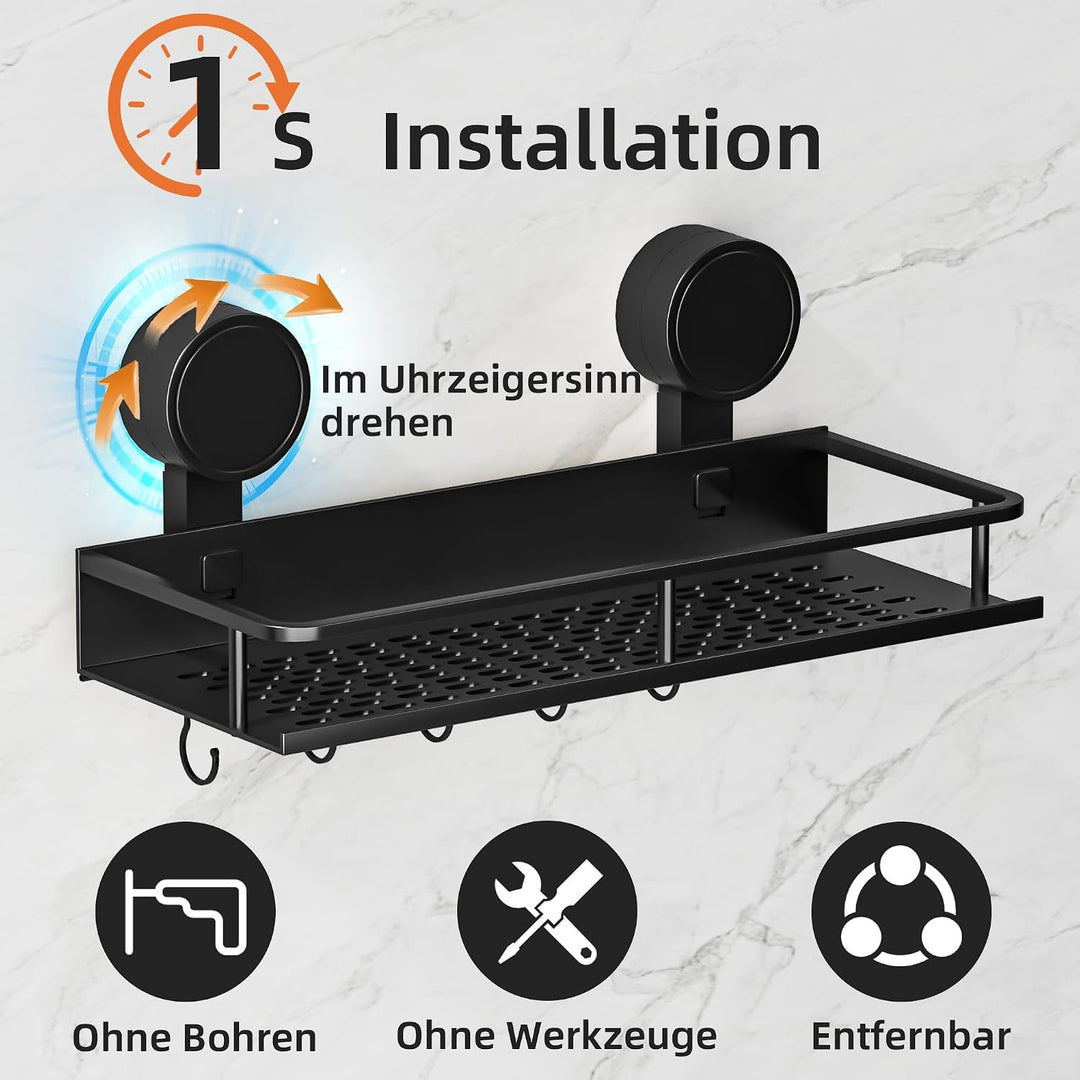Wisfame Duschablage Saugnapf ohne Bohren,2 Stück Aluminium Badregal Saugnäpfen,Saugnapf Badezimmer R