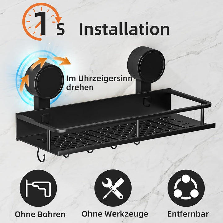 Wisfame Duschablage Saugnapf ohne Bohren,2 Stück Aluminium Badregal Saugnäpfen,Saugnapf Badezimmer R