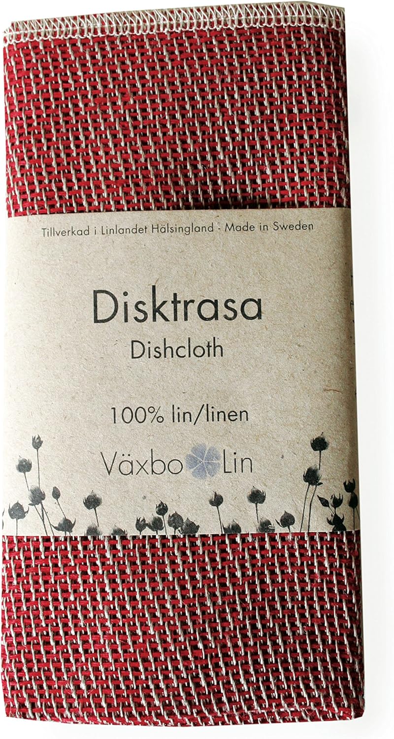 Växbo Lin Doppelpack Spültuch in 100% Leinen. Farbe 1 x rot 1 x ungebleicht Grösse 33x33 cm
