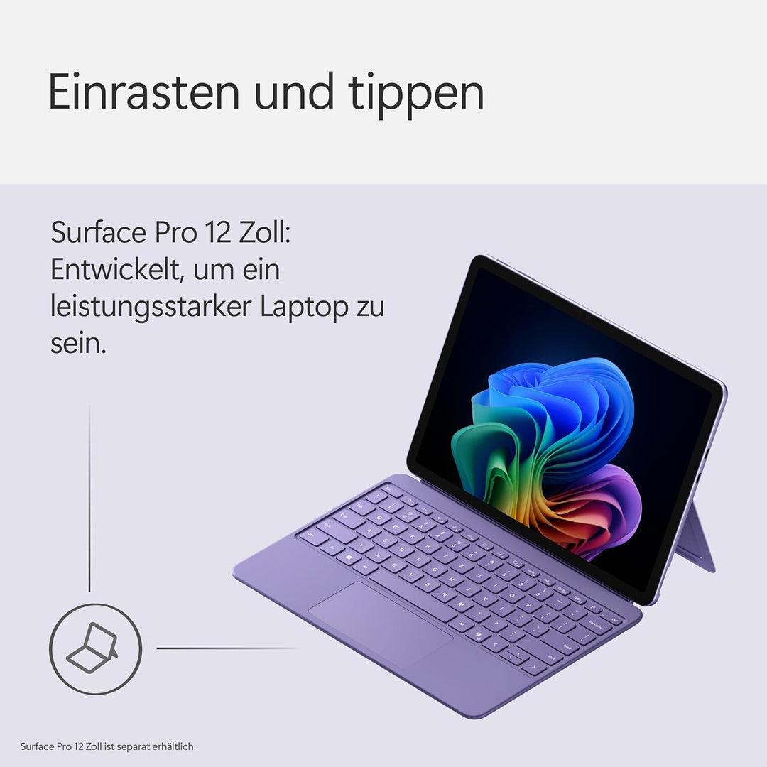 Microsoft Surface Pro 12" Keyboard | kompatibel mit Surface Pro 12" | QWERTZ | Violett Keyboard Viol