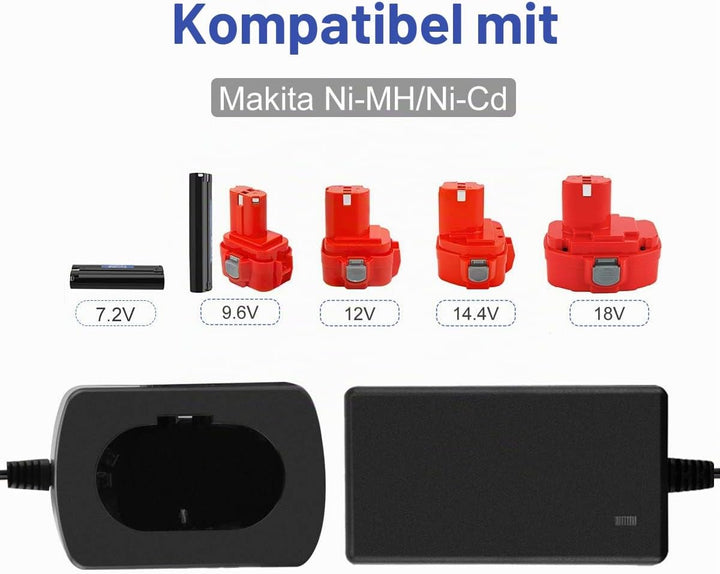 Exmate Multivolt Ladegerät für Makita 7.2V 9.6V 12V 14.4V 18V Ni-MH / Ni-Cd Akkus (Nicht für Lithium