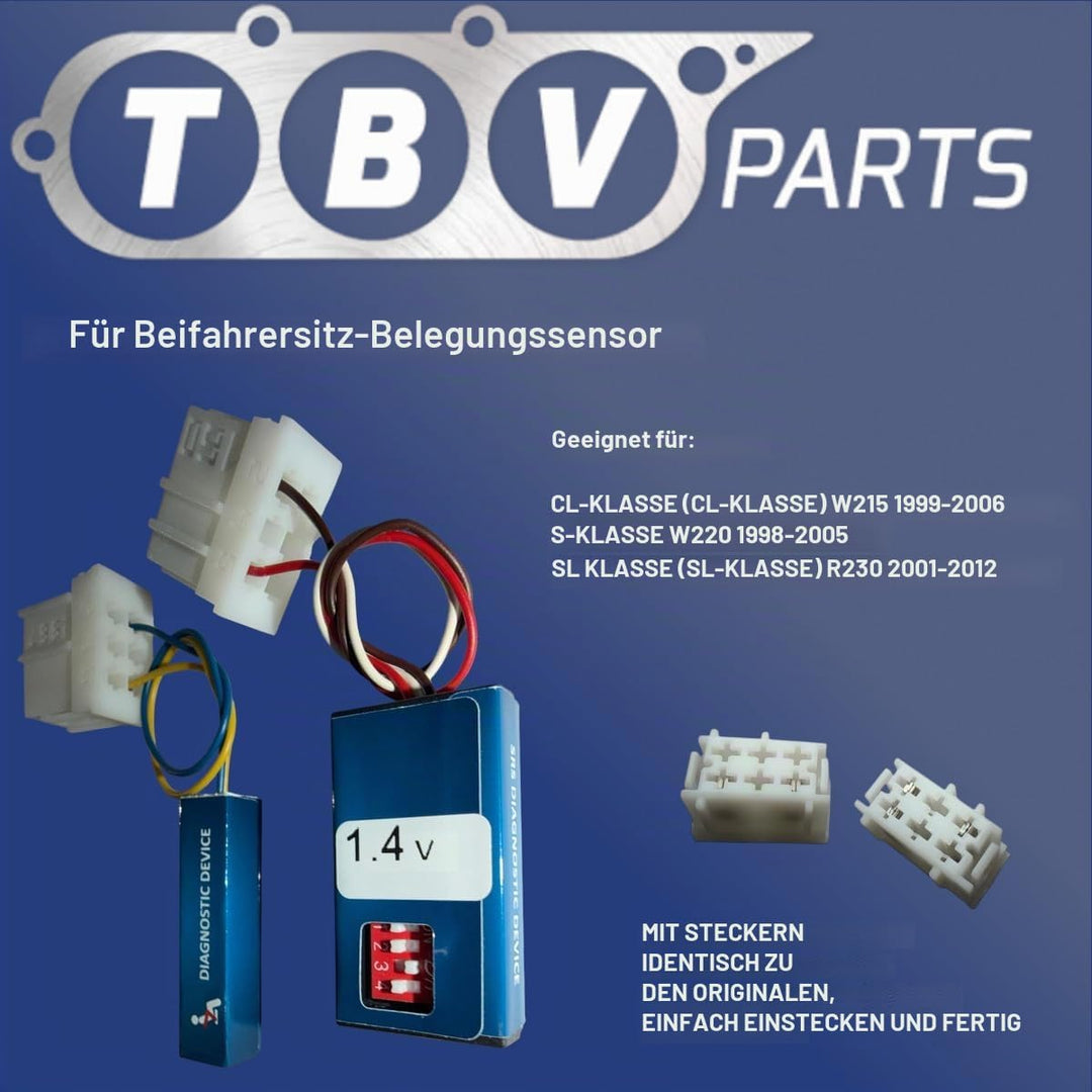 TBVPARTS Emulator Sensor Belegung Sitzmatte SRS Copilotsimulator Bypass-Emulator Air Bag Simulator f