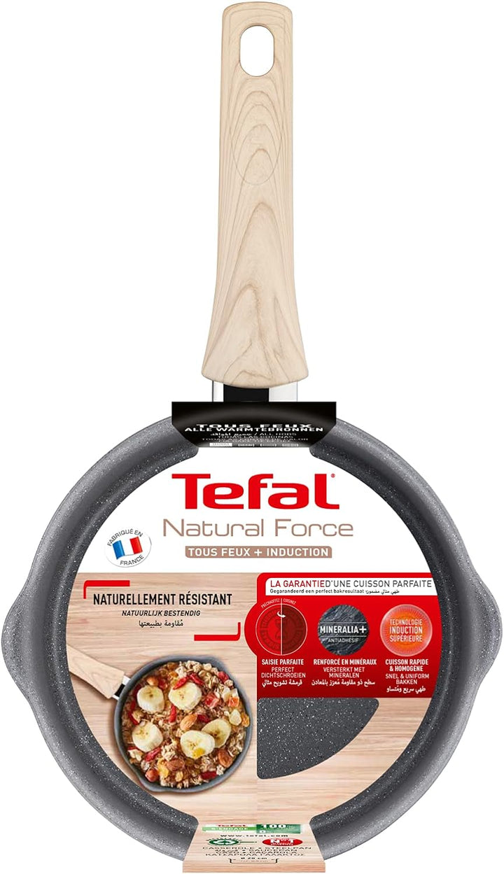 Tefal Natural Force Stielkasserolle, 20 cm, 3 l, Grau 20 cm Kochtopf, 20 cm Kochtopf