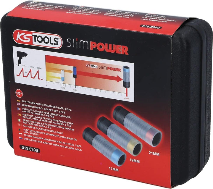 KS Tools 515.0990 SlimPOWER Impact-Stecknuss-Satz, 3-tlg., 1/2"